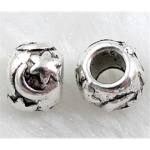 Tibetan Silver Spacer Non-Nickel, 10mm dia, hole:4.5mm