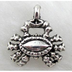 Spider charm, Tibetan Silver pendant Non-Nickel, 14x17mm