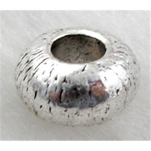 bead, Tibetan Silver Spacer Non-Nickel, 11mm dia, 6mm thin, hole:4.5mm