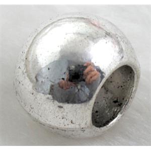Round Bead, Tibetan Silver Spacer Non-Nickel, 16mm dia,hole:8.5mm