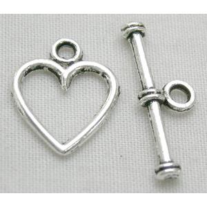 Tibetan Silver Toggle Clasps Non-Nickel, 11.5x14mm,stick:19mm