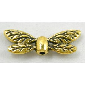 Tibetan Silver Angel Wing Charms, Antique Gold, 22mm wide