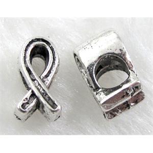 cancer awareness ribbon, Tibetan Silver Non-Nickel, 6x11mm, hole:4mm