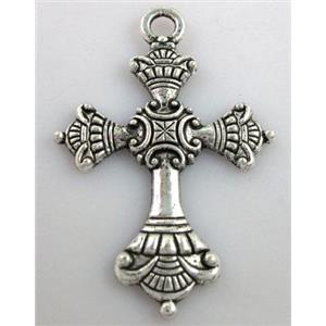 Tibetan Silver cross pendant non-nickel, 35x52mm
