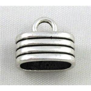 tibetan silver pendant bead, non-nickel, approx 15x13mm, 7x12mm hole