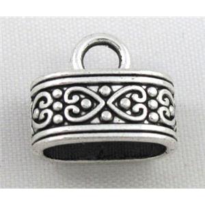 tibetan silver pendant bead, non-nickel, approx 15x13mm, 7x12mm hole