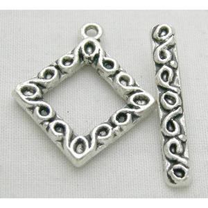 Tibetan Silver Toggle Clasps Non-Nickel, 21x23mm,stick:23mm