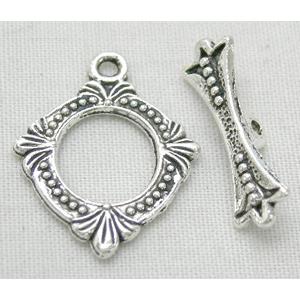 Tibetan Silver Toggle Clasps Non-Nickel, 15mm dia,stick:17mm 