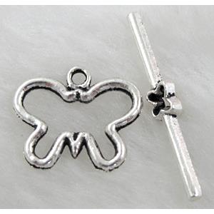 Tibetan Silver toggle clasps non-Nickel, 20x17mm, stick:23mm length
