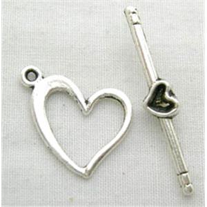 Tibetan Silver Toggle Clasps Non-Nickel, 17x16mm, stick:28mm length