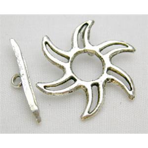 Tibetan Silver toggle clasps non-Nickel, fire ball: 22mm, stick: 20mm