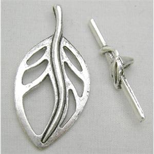 Tibetan Silver Toggle Clasps Non-Nickel, 18x37mm, stick:29mm