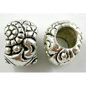 Tibetan Silver Bead Non-Nickel, 8x10mm, hole:5mm