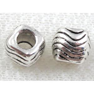 Tibetan Silver spacer Non-Nickel, 10x10mm, hole:4.5mm