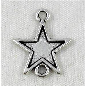 tibetan silver star connector, non-nickel, approx 15x18.5mm