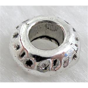 bead, Tibetan Silver Spacer Non-Nickel, 11mm dia, hole:5mm
