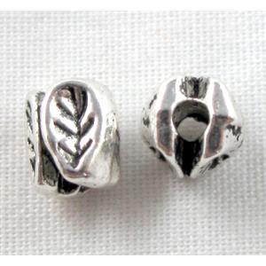 Tibetan Silver four-leaf Non-Nickel, 4.5x5.5mm, hole:1.2mm