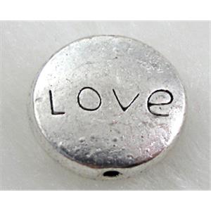 Tibetan Silver LOVE Spacer Non-Nickel, 13mm dia,5mm thin