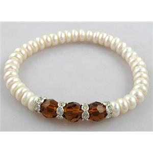 Handcraft Cluster Pearl Bracelet, elastic, approx 6.5-7.5mm, 6.8 inch(17.5cm) length