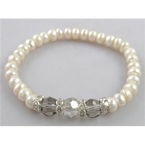 Handcraft Cluster Pearl Bracelet, elastic, approx 6.5-7.5mm, 6.8 inch(17.5cm) length