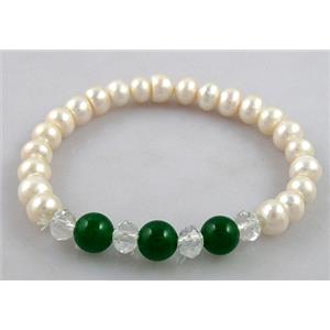 Handcraft Cluster Pearl Bracelet, elastic, approx 6.5-7.5mm, 6.8 inch(17.5cm) length