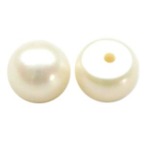 Cabochon Fresh Water Pearl, white, AA grade, approx 9-9.5mm dia, AA grade