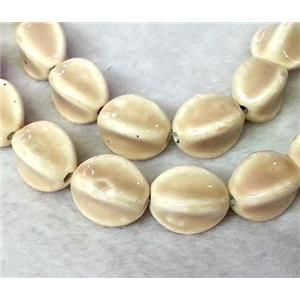 Painted Oriental Porcelain Carambole Beads, approx 11x17mm