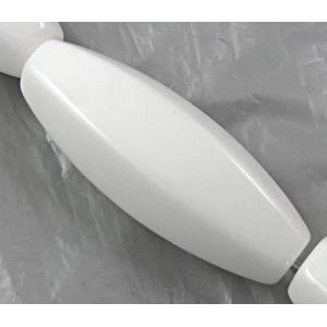White Porcelain Beads, faceted, 14x40mm, approx 10pcs per st