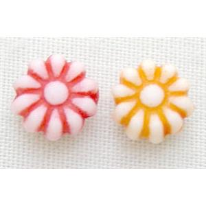 colorful Plastic Beads, mixed, flat-round, 6mm diameter, about 6000pcs.