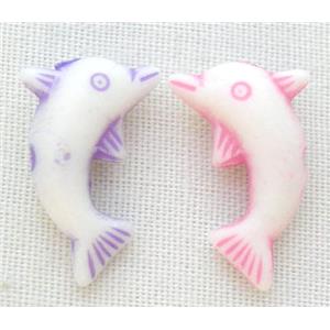 dolphin, colorful Plastic Beads, mixed, 8x13mm. about 4500 pcs.