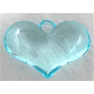 Acrylic pendant, heart, aqua, 28x20mm, approx 400pcs