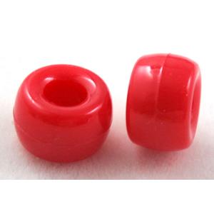 plastic beads, barrel, red, 9x6mm,4mm hole, approx 1950pcs