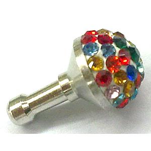 Earphone Jack Dust Cap Plug, fimo with mideast rhinestone, 9x16mm