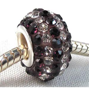 acrylic bead with middle east rhinestone, 10x15mm, 5mm hole