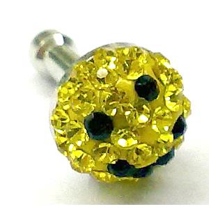 Earphone Jack Dust Cap Plug, fimo with mideast rhinestone, 9x16mm