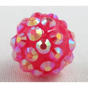 Round crystal rhinestone bead, red AB color, 12MM dia