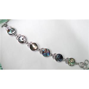 Paua Abalone shell bracelet, mxied, 16mm dia, approx 8 inch(20cm) length