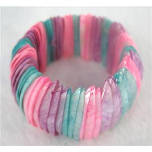 freshwater shell bracelet, stretchy, approx 13-35mm