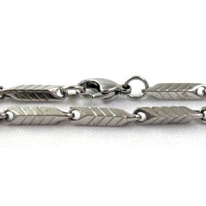 platinum plated Stainless Steel Necklace, 3x3x15mm, approx 23 inch(58.5cm) length