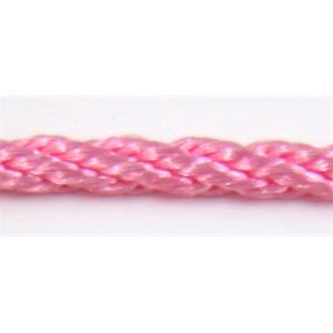 Pink braided cord, cotton, 2mm dia, approx 30yards per roll