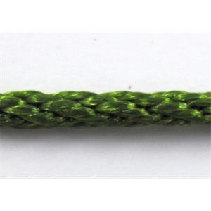Twist Cotton Rattail Jewelry bindings wire, green, 2mm dia, approx 30yards per roll