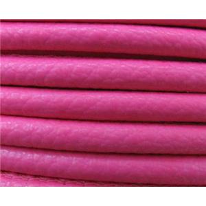 PU Leather Cord, round, hotpink, approx 6mm dia