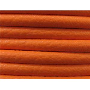 PU Leather Cord, round, orange, approx 6mm dia