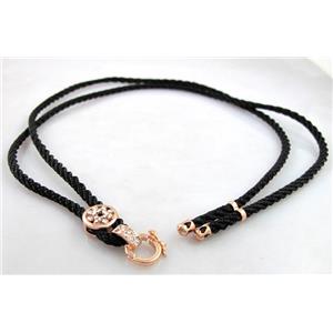 Sennit Necklace Cord, Rattail Nylon, alloy clasp with rhinestone, wire:3mm, 32 inch length