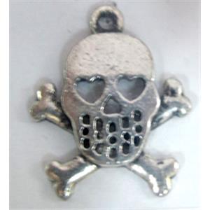Skull Charm, Tibetan Silver pendants, 20.8x21.5mm