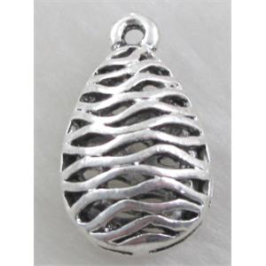 Tibetan Silver Charms Pendant, 13x21mm, 9mm thin