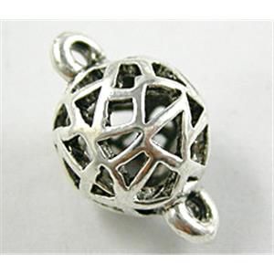 Tibetan Silver round ball, connection, 10mm dia, 18mm length