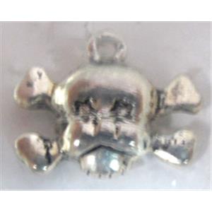 Tibetan Silver Skull Charm pendants, 11x17mm