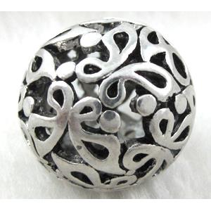 Tibetan Silver Charms Round bead, approx 25mm dia
