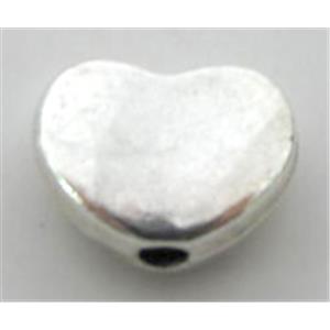 Tibetan Silver heart bead, lead free and nickel free, 8.5mm wide